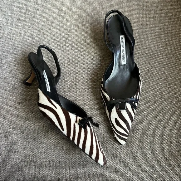 Vintage Manolo Blahnik zebra pony hair heels - Picture 2 of 5